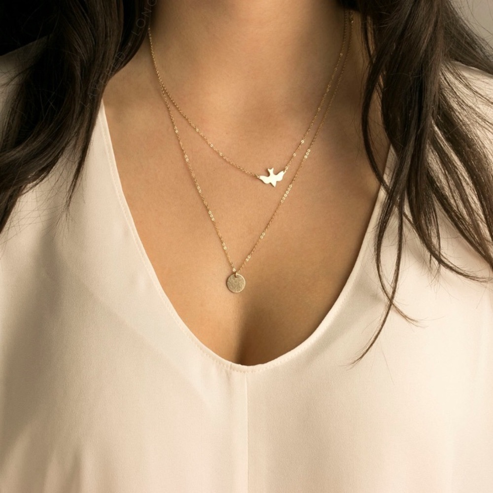 🎉 New Layered Dove & Coin Gold Choker Necklace